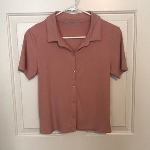 light blush button down top